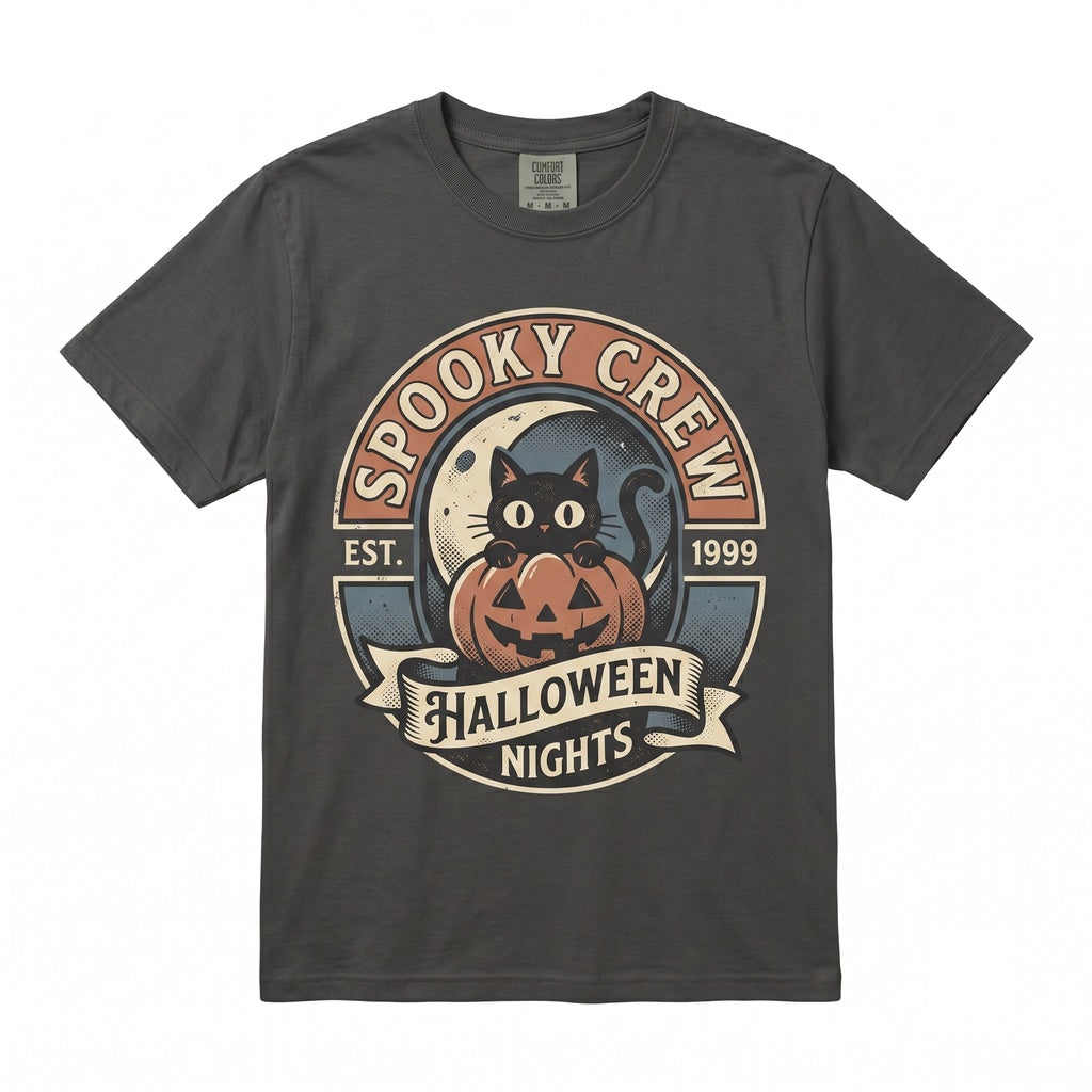 Spooky Black Cat Pumpkin Jack O Lantern Moonlit Autumn Halloween Graphic Gift Unisex TShirt