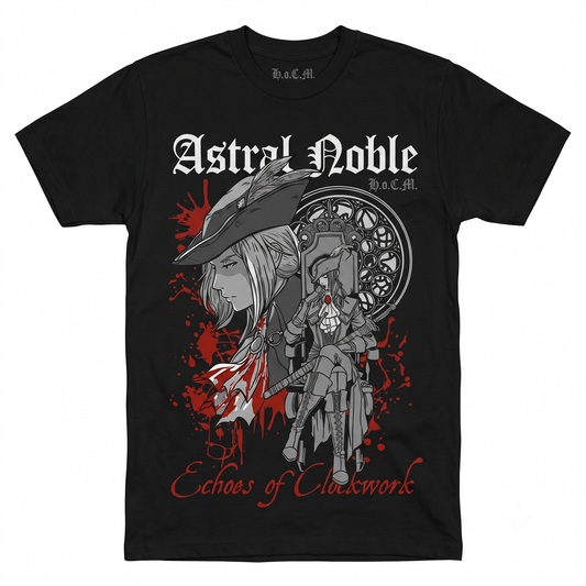 Gothic Astral Clocktower Lady Gaming Tee - Hunter's Dark Sign Cosmic Horror Action RPG Fan Merchandise Unisex T-Shirt