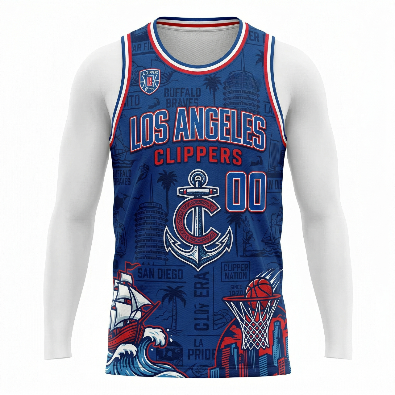 Unisex Blue Basketball Supporter Jersey - Los Angeles Team Style