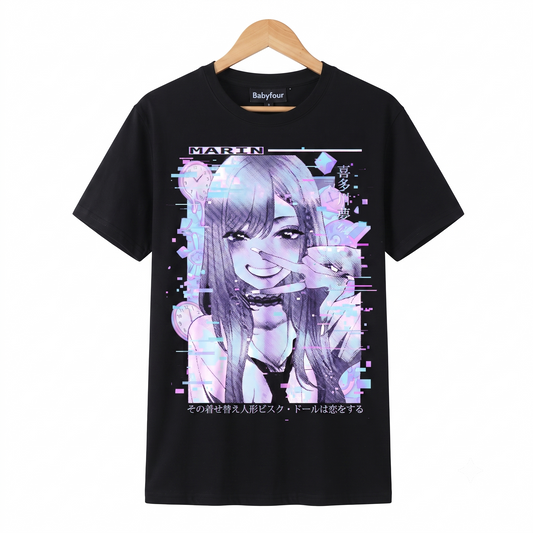 Japanese Aesthetic Manga Girl Graphic Tee, Cosplay Enthusiast Graphic Apparel, Retro Anime Style Waifu Unisex T-shirt