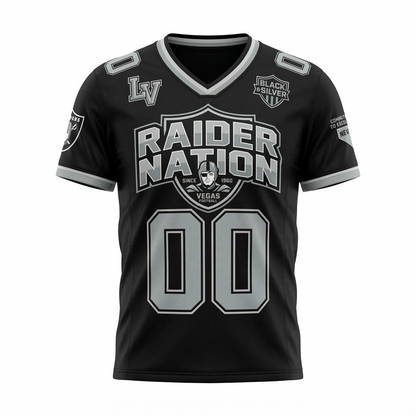 Premium Unisex Vegas Black & Silver Football Jersey - Athletic Fit Game Day Shirt