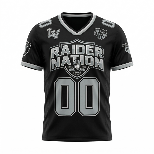 Premium Unisex Vegas Black & Silver Football Jersey - Athletic Fit Game Day Shirt
