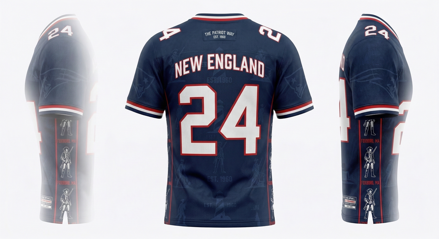 New England Football Heritage Jersey | Retro Patriots AOP Sport Shirt - Classic 6x Champion