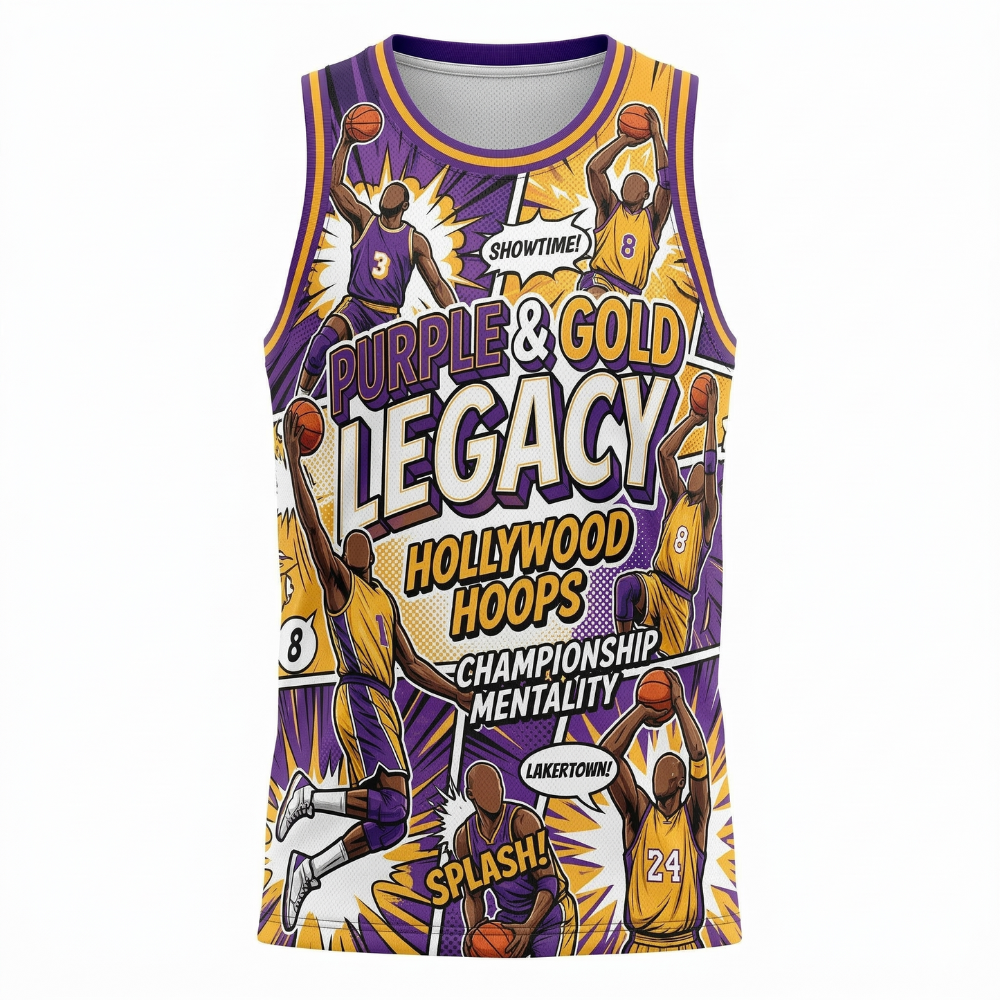 Los Angeles Lakers Dynamic Comic Basketball Jersey - Heritage Hype Unisex AOP Tank Top
