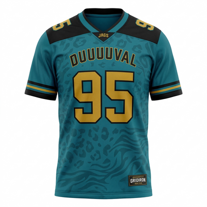 Jacksonville Teal & Black Football Jersey - Bold City Gridiron Heritage Apparel - Men's Unisex Sizing - Game Day Gear