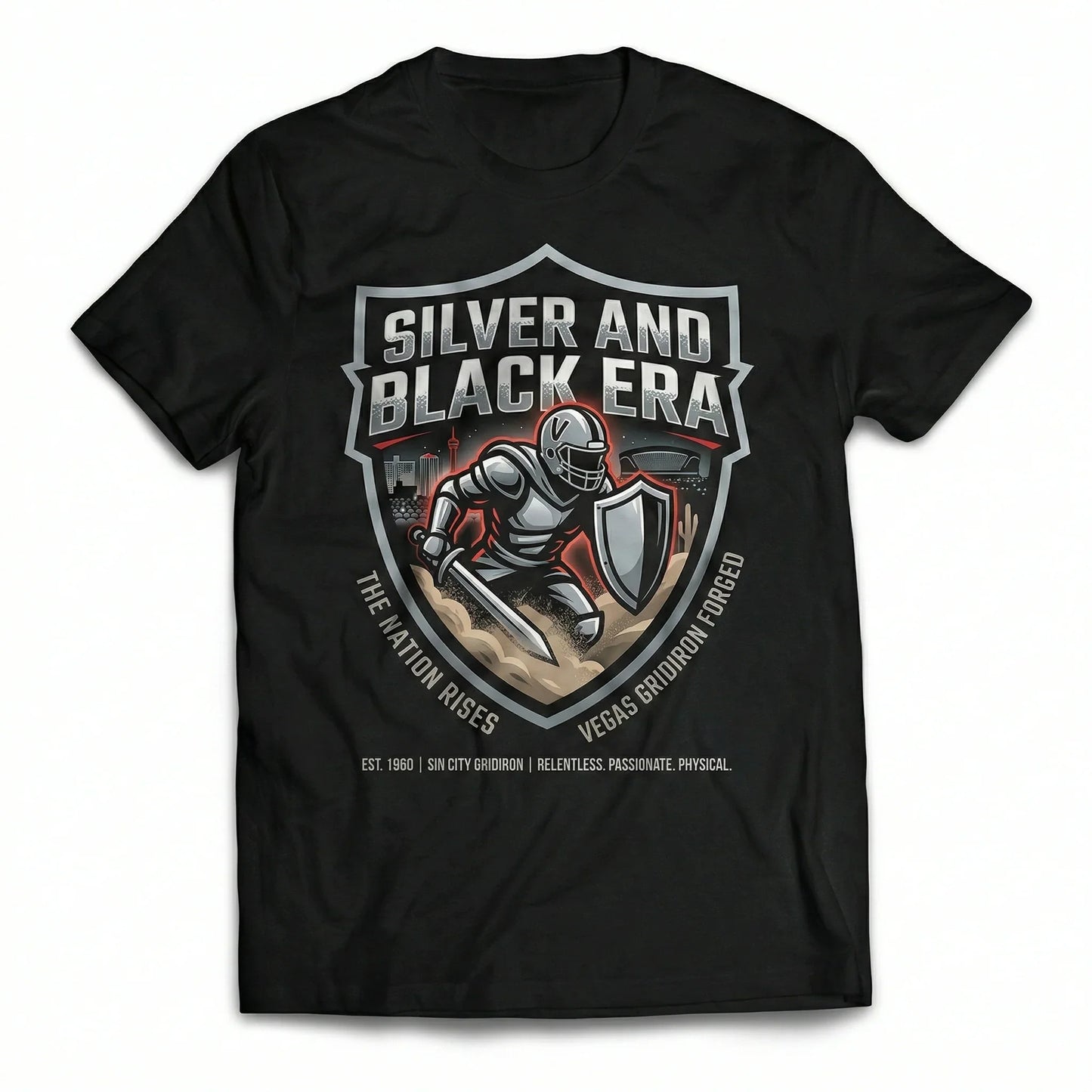 Silver & Black Vegas Football Nation Era Shirt - Game Day Fan Apparel (T-shirt, Tank, Long Sleeve, Sweatshirt, Hoodie)