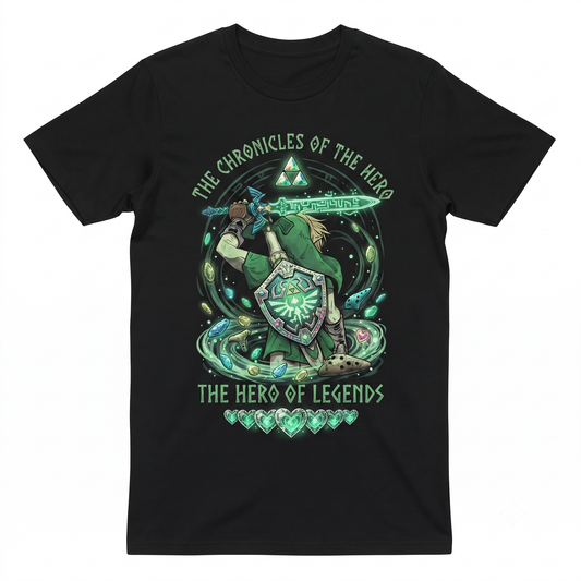 Legend of Zelda Adventure Series Graphic Apparel, Hero of Time Triforce Hylian Crest Inspired Design, Retro Gaming Enthusiast Gift, Soft Premium Quality Unisex Tshirt