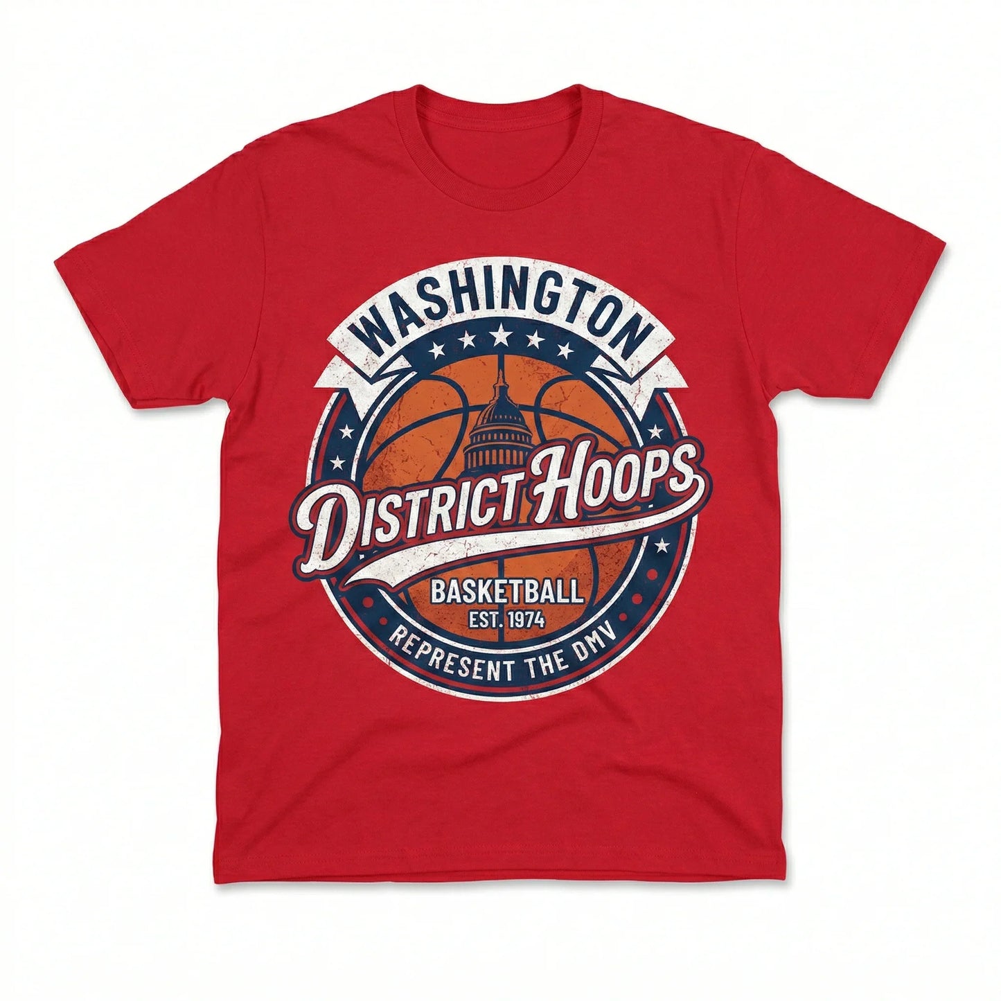 Washington Basketball Fan Apparel - Vintage Style District Hoops Graphic - Premium T-Shirt, Tank Top, Long Sleeve, Sweatshirt, Hoodie