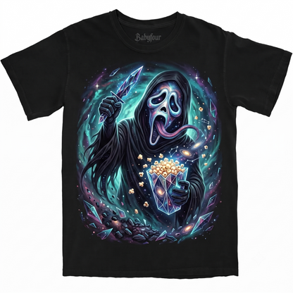 Funny Slasher Mask Parody Graphic Tee - Midnight Munchies Horror Fan Apparel - Unisex T-shirt