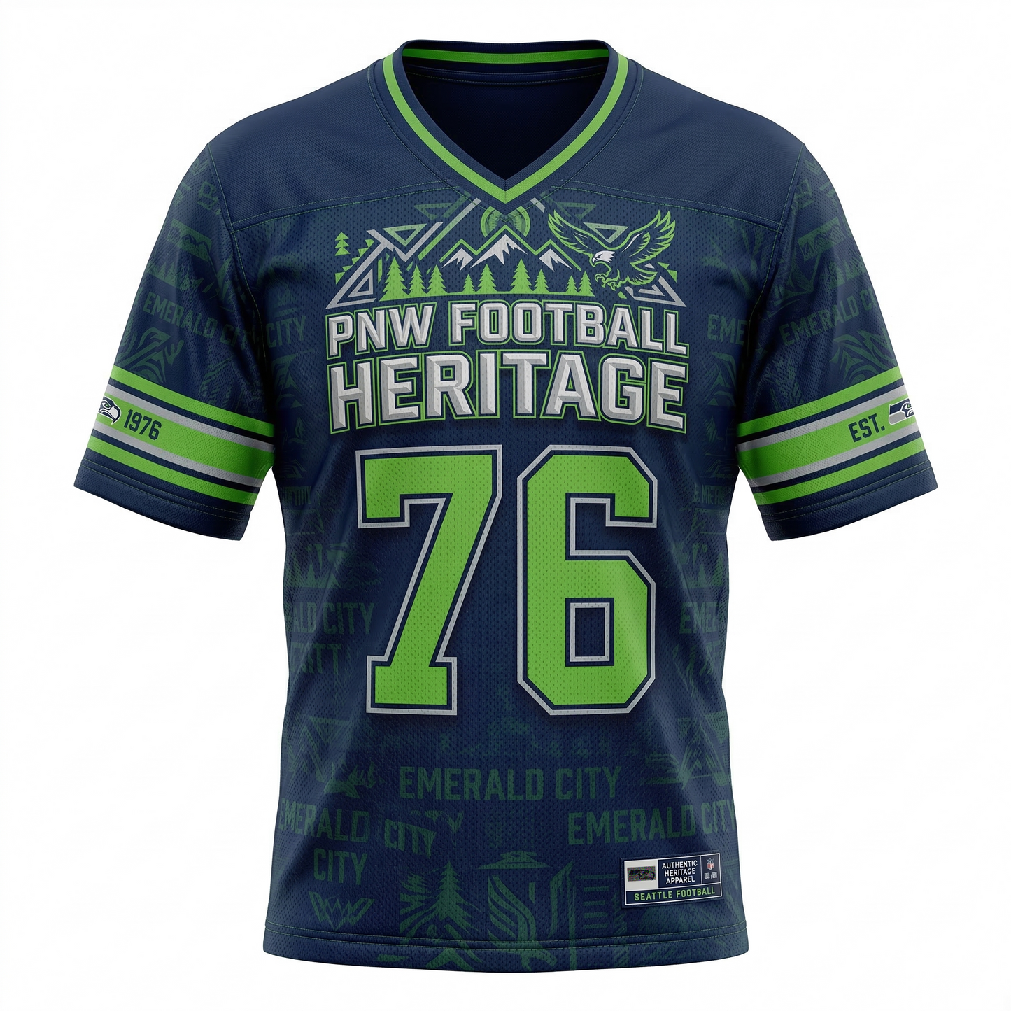 Seattle Football Heritage Jersey - Emerald City Hype Jersey - Unisex American Football Style Tee