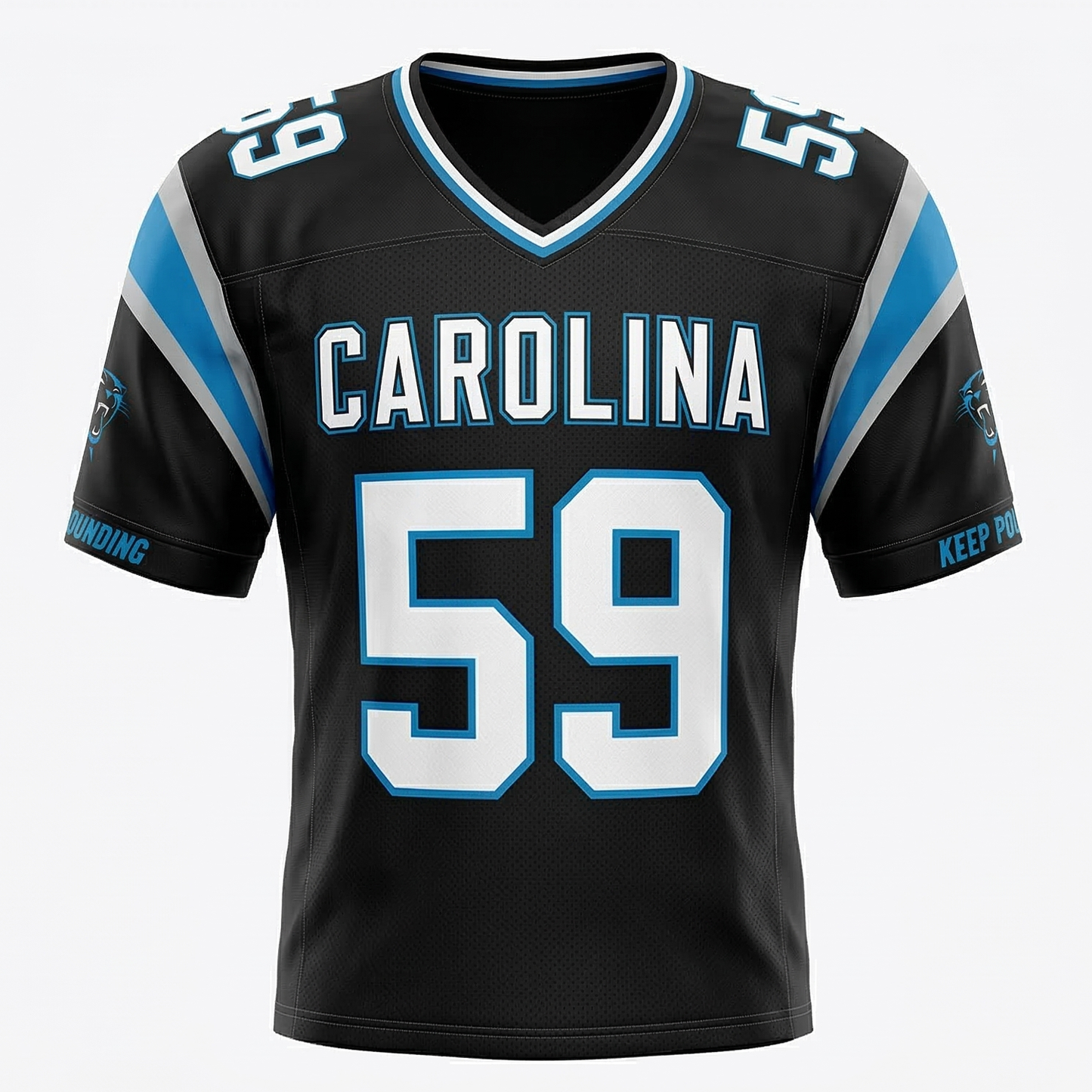 Carolina Football Jersey Heritage Hype Keep Pounding Unisex Mesh American Football Uniform - Black/Carolina Blue