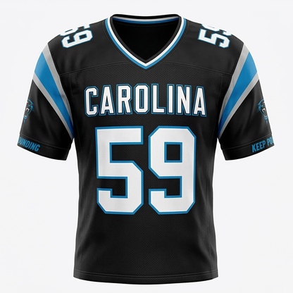 Carolina Football Jersey Heritage Hype Keep Pounding Unisex Mesh American Football Uniform - Black/Carolina Blue
