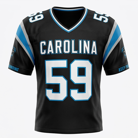 Carolina Football Jersey Heritage Hype Keep Pounding Unisex Mesh American Football Uniform - Black/Carolina Blue