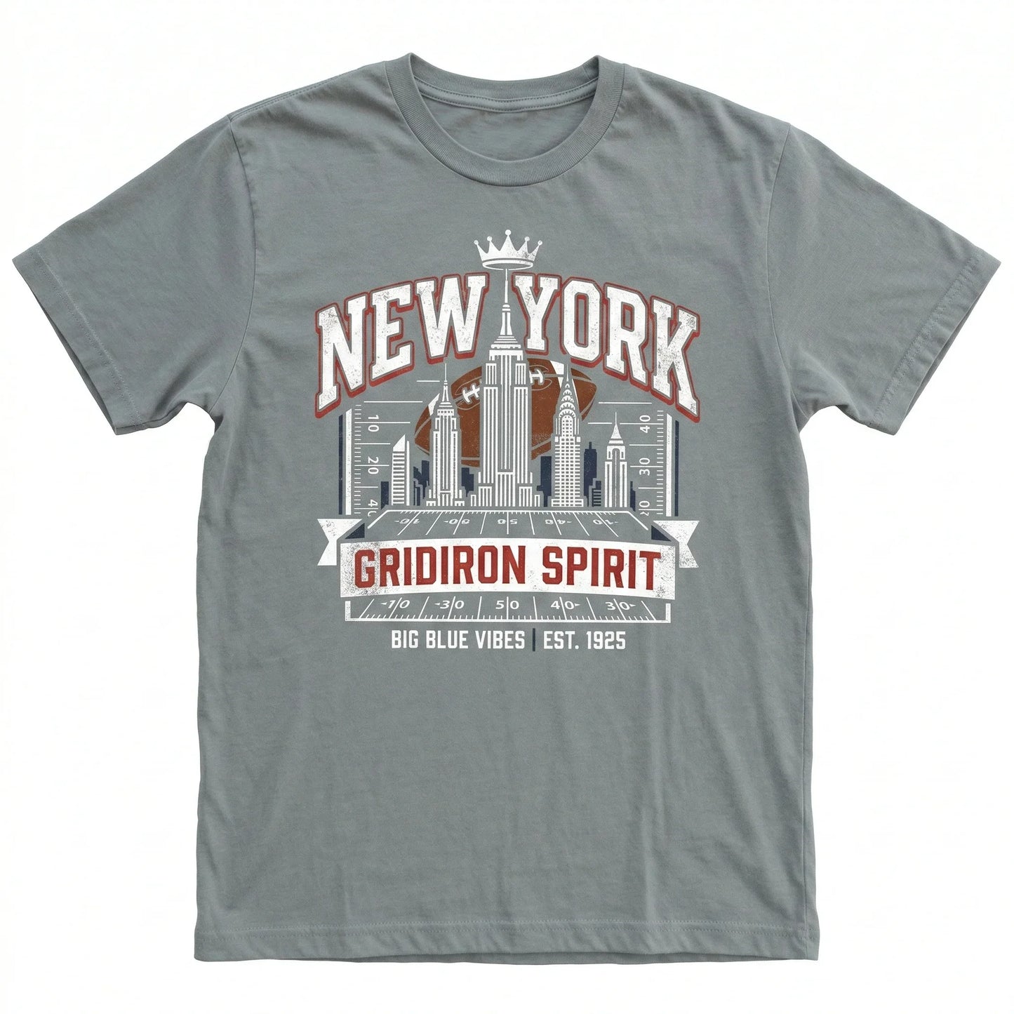 New York Big Blue Football Fan Retro Vintage Style T-Shirt - NYC Gridiron Spirit Apparel