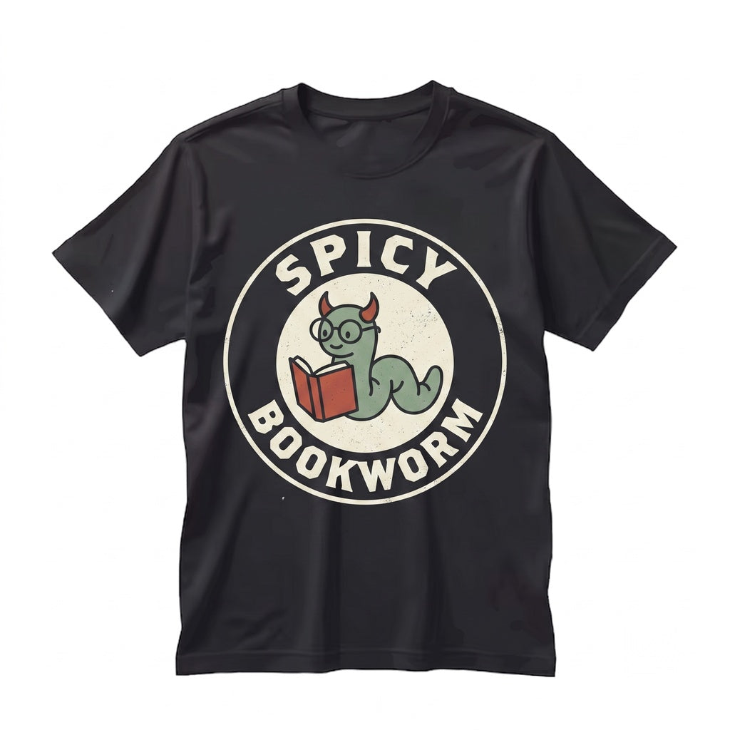 Spicy Bookworm Embroidered Romance Reader Aesthetic, Funny Cozy Book Lover Gift, Heavyweight Cotton Graphic Unisex TShirt