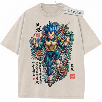 Vintage Japanese Ink Wash Warrior Prince Graphic Tee - Retro Anime Inspired Sumi-e Style Unisex T-shirt