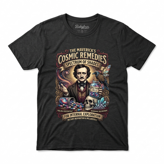 Vintage Gothic Literary Horror Graphic Tee, Retro Dark Academia Writer Poetry Merch, Raven Bird Cottagecore Aesthetic Clothes, Unisex T-shirt