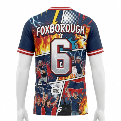 Foxborough Dynasty Comic Style AOP Football Jersey