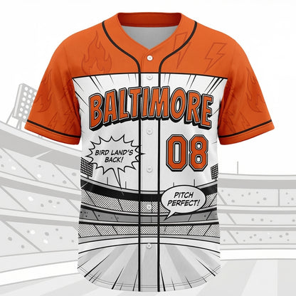 The Bay Storm Surge Baseball Jersey - 90s Bootleg Comic Graphic Button-Up Retro Shirt