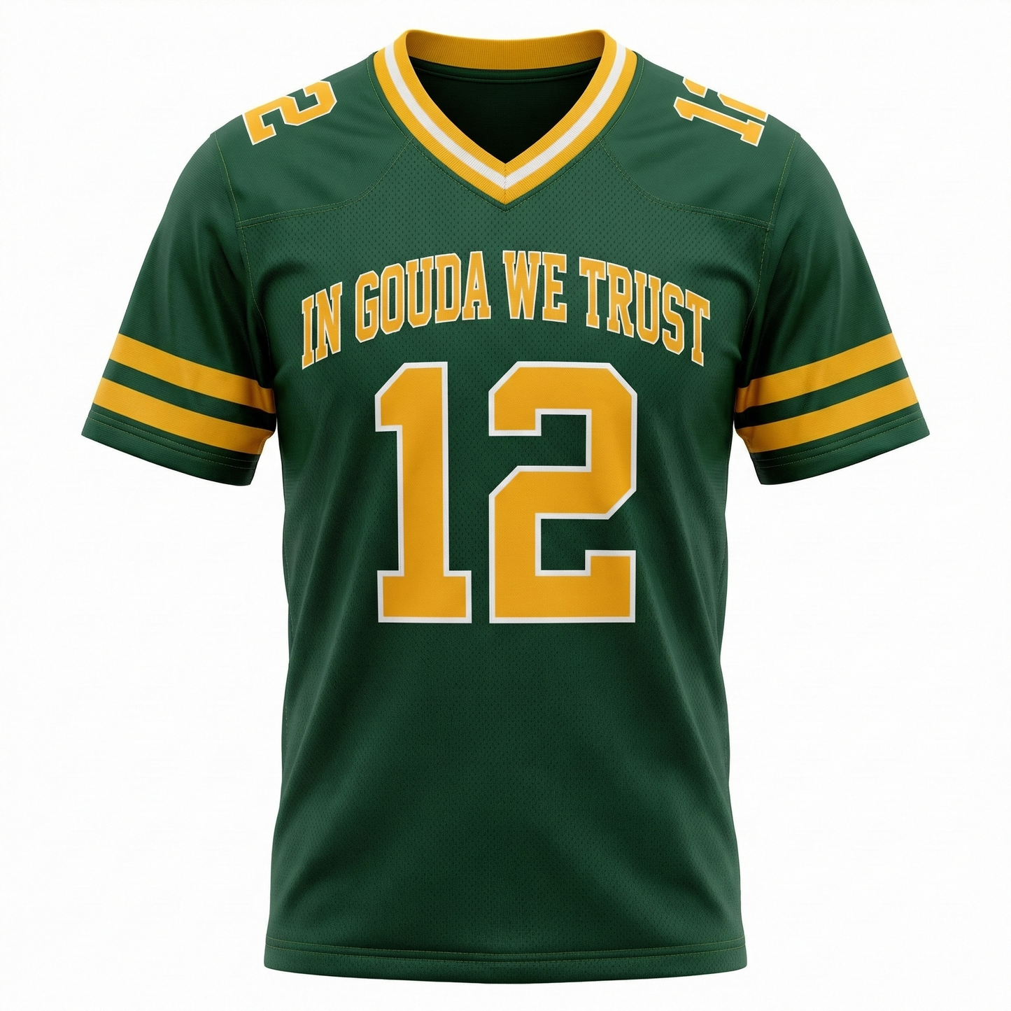 Men's Titletown Green and Gold Football Jersey - "In Gouda We Trust" Pro-Style AOP