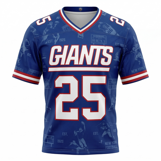Unisex New York Football Heritage All-Over Print Jersey - Big Blue Retro Mesh Shirt