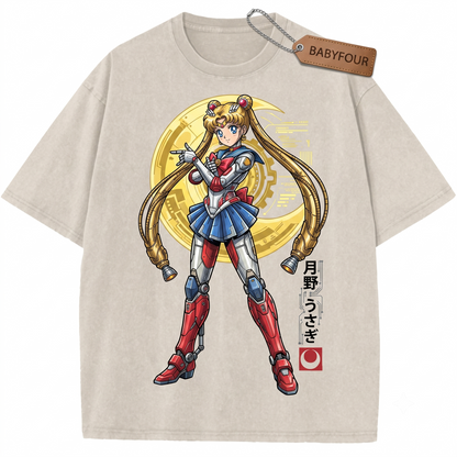 Anime Guardian of Love and Justice Vintage Graphic Tee - Retro Japanese Manga Aesthetic Moon Princess Clothing - Unisex T-shirt