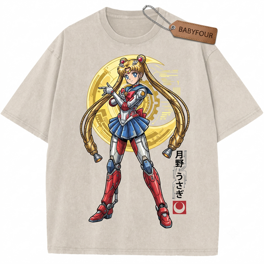 Anime Guardian of Love and Justice Vintage Graphic Tee - Retro Japanese Manga Aesthetic Moon Princess Clothing - Unisex T-shirt