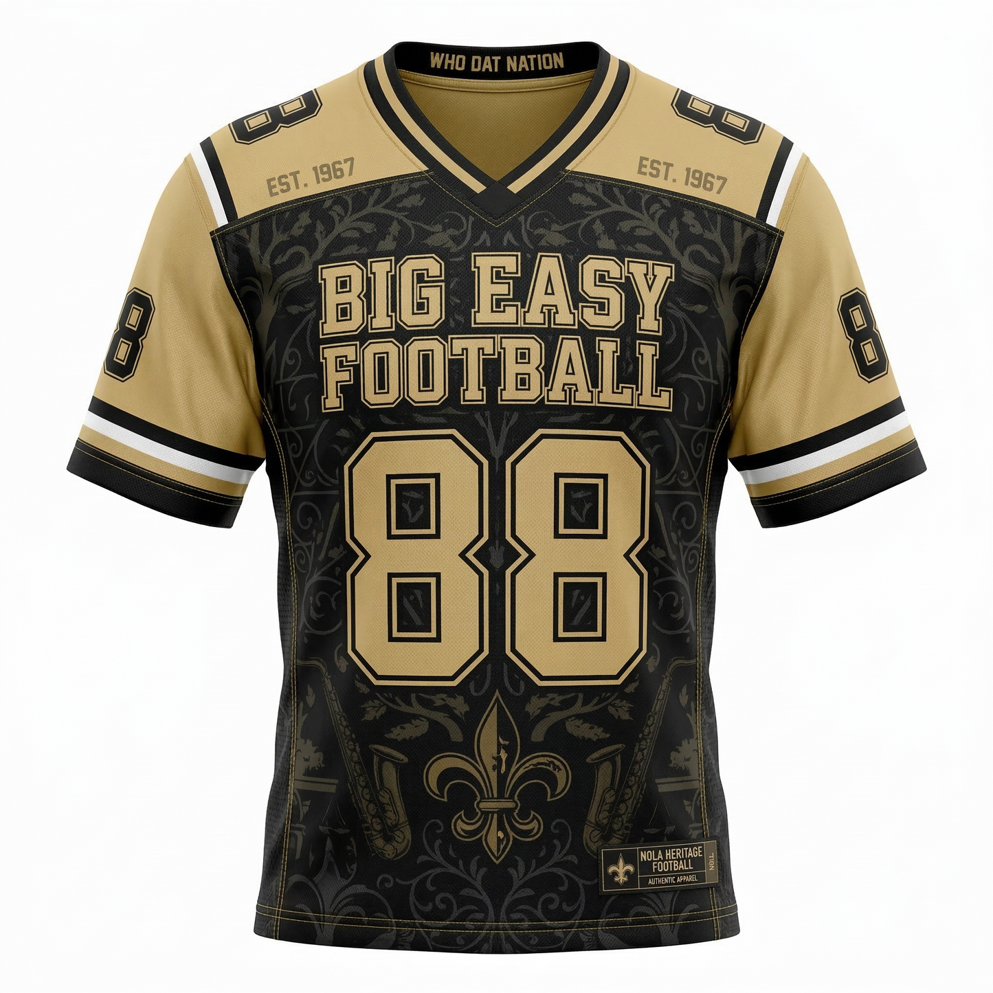 New Orleans NOLA Heritage Fan Football Jersey - Black/Gold - Unisex