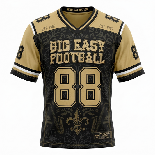 New Orleans NOLA Heritage Fan Football Jersey - Black/Gold - Unisex
