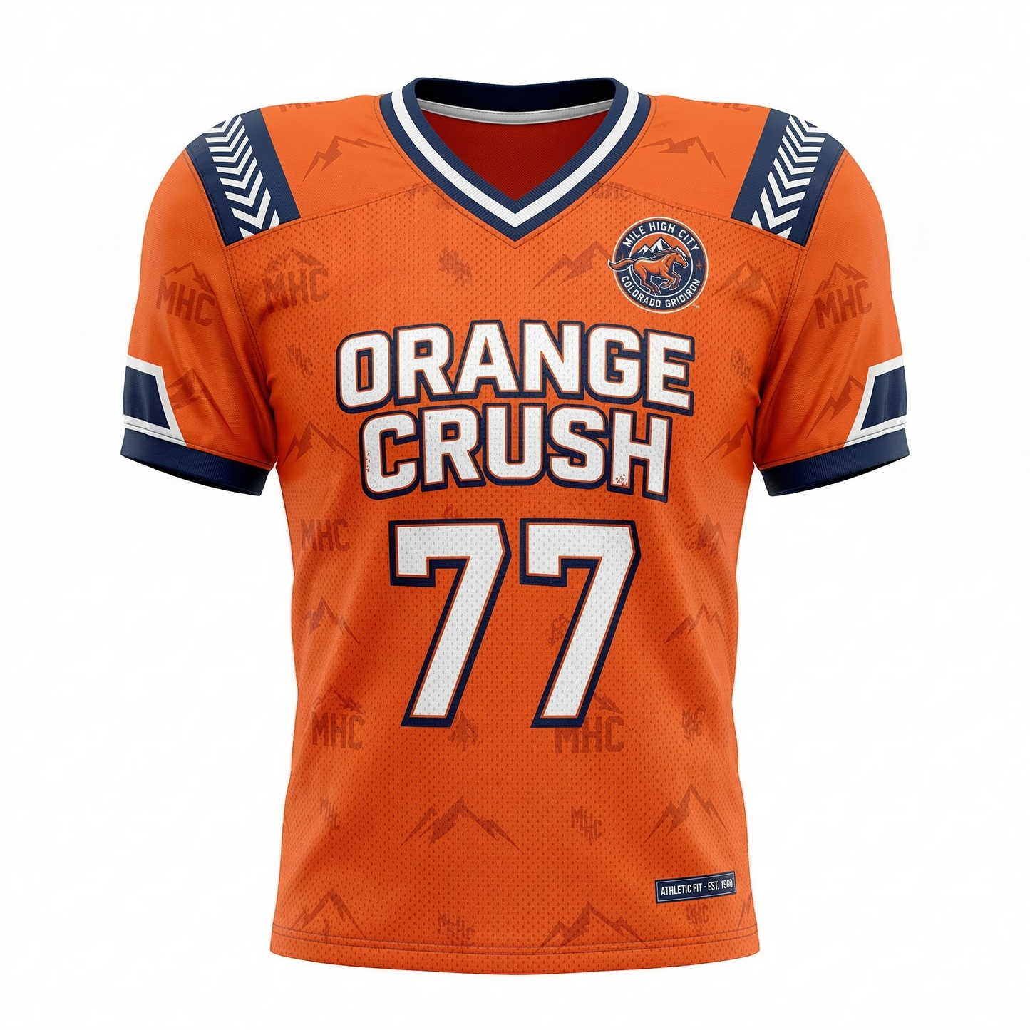 Unisex Mile High City Heritage Football Jersey - Vintage Orange & Navy All-Over Print Game Day Shirt