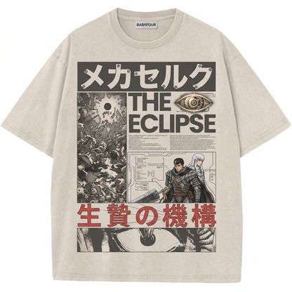 Vintage Black Swordsman Anime Graphic Tee - Dark Fantasy Retro Unisex T-Shirt