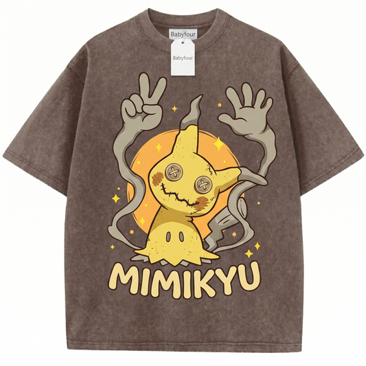 Vintage Ghost Cosplay Graphic Tee - Retro Creepy Cute Yellow Monster Comfort Colors Over-Sized Unisex T-shirt