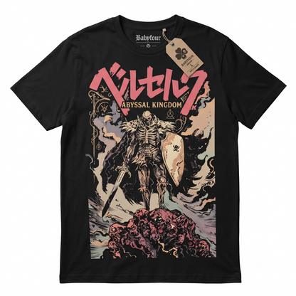 Dark Swordsman and Skeleton Warrior Retro Graphic Manga Tee - Vintage Japanese Anime Unisex T-shirt