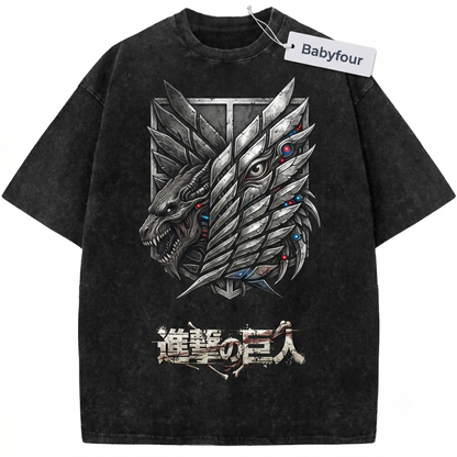 Scouting Legion Wings of Freedom Vintage Graphic Tee - Retro Anime Distressed Unisex T-Shirt