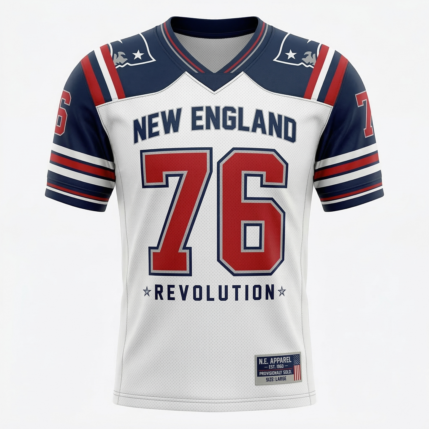 New England Football Inspired Professional Heritage Jersey - Red, White, Blue - Unisex Fan Apparel
