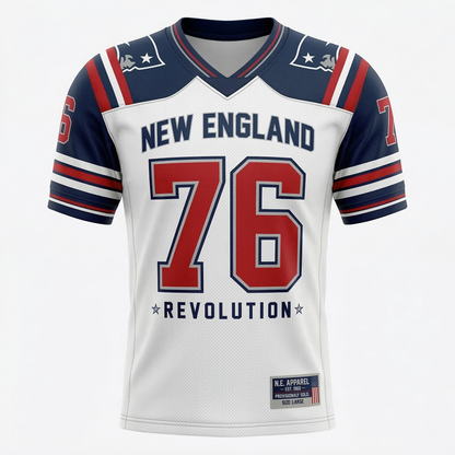 New England Football Inspired Professional Heritage Jersey - Red, White, Blue - Unisex Fan Apparel