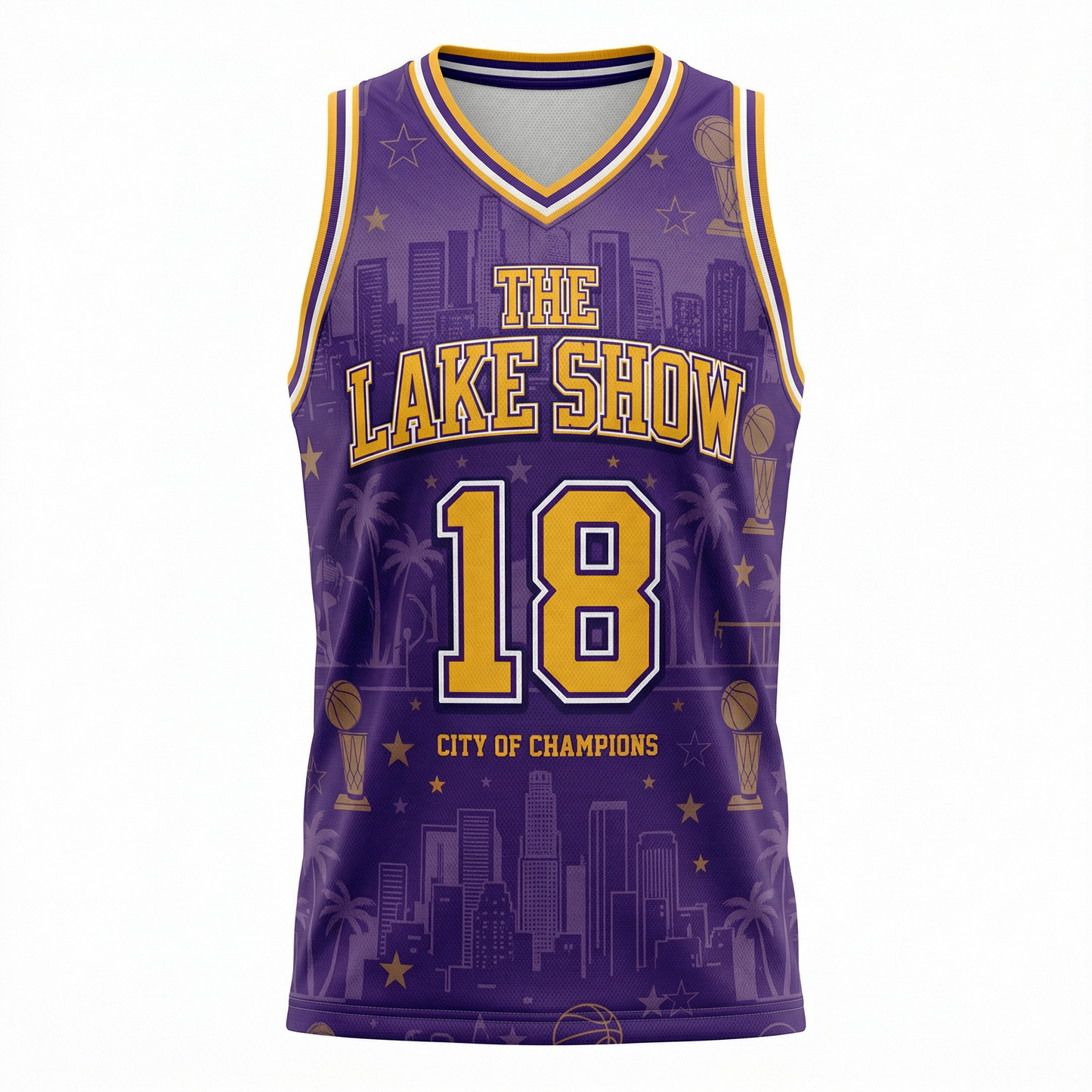 Premium Los Angeles Basketball Heritage "The Lake Show" All-Over-Print Jersey - Purple & Gold Edition - Unisex Tank Top