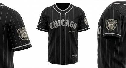 South Side Chicago Baseball Heritage Jersey - Pro-Grade Performance Mesh Button-Up - Black & Silver Vintage Edition - Unisex Athletic Fit