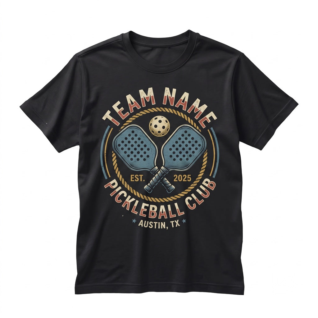 Personalized Pickleball Team Game Day Paddles and Ball Graphic Unisex TShirt