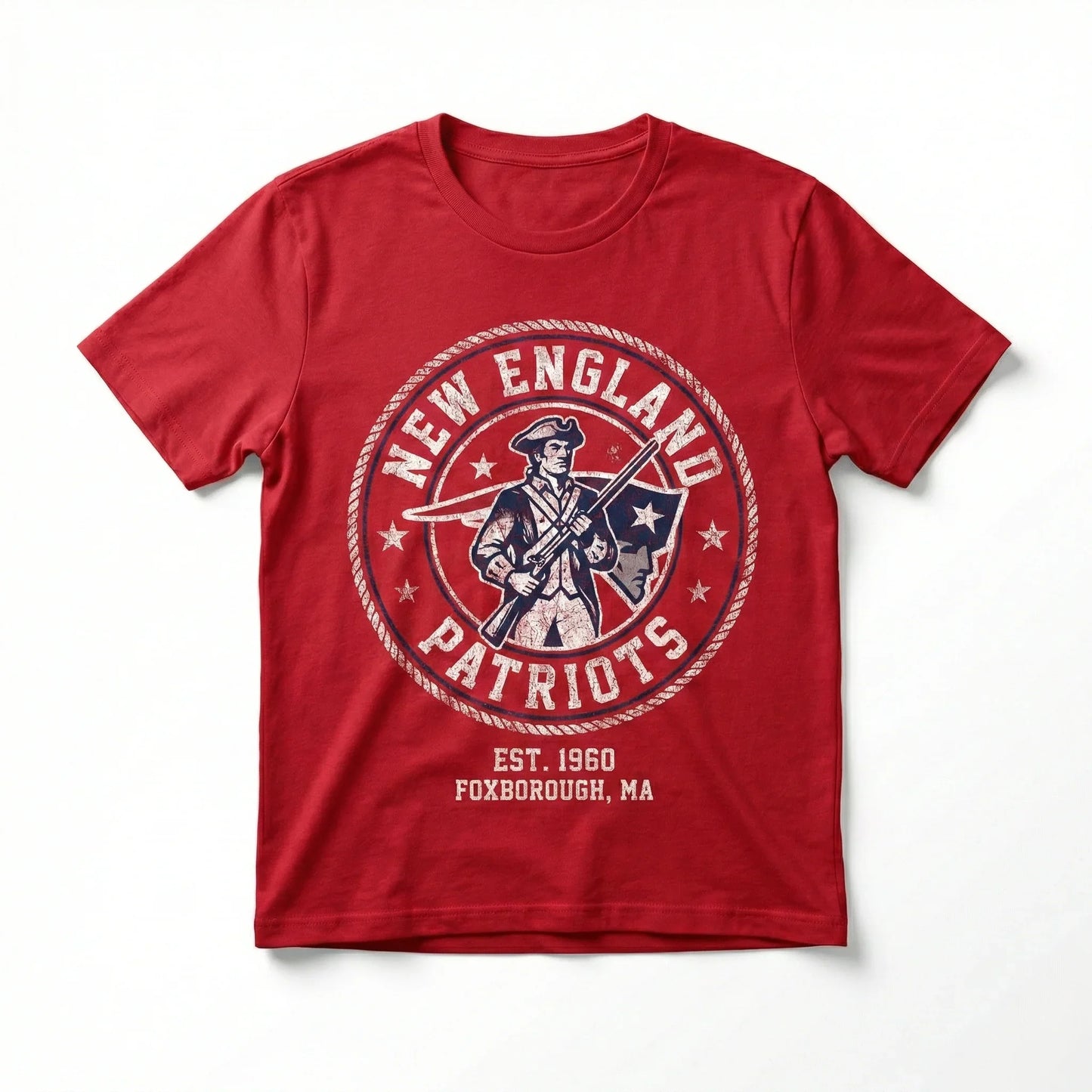 New England Patriots Fan Gear Vintage Distressed Graphic T-Shirt | Multiple Colors & Styles