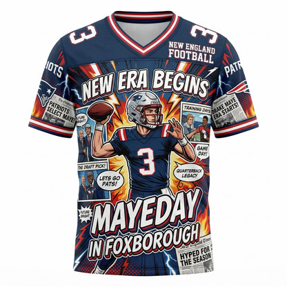 Maye-Day Foxborough Football Comic Style Jersey
