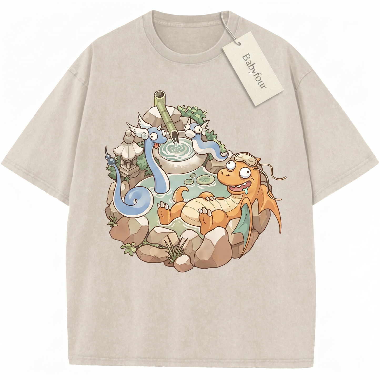 Cute Blue and Orange Oasis Sea Serpents Vintage Aesthetic Unisex Tshirt