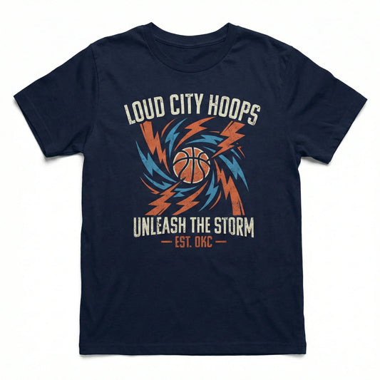 Vintage Loud City Basketball Graphic Apparel | Retro OKC Hoops Fan Gear | Game Day T-Shirt & Hoodie