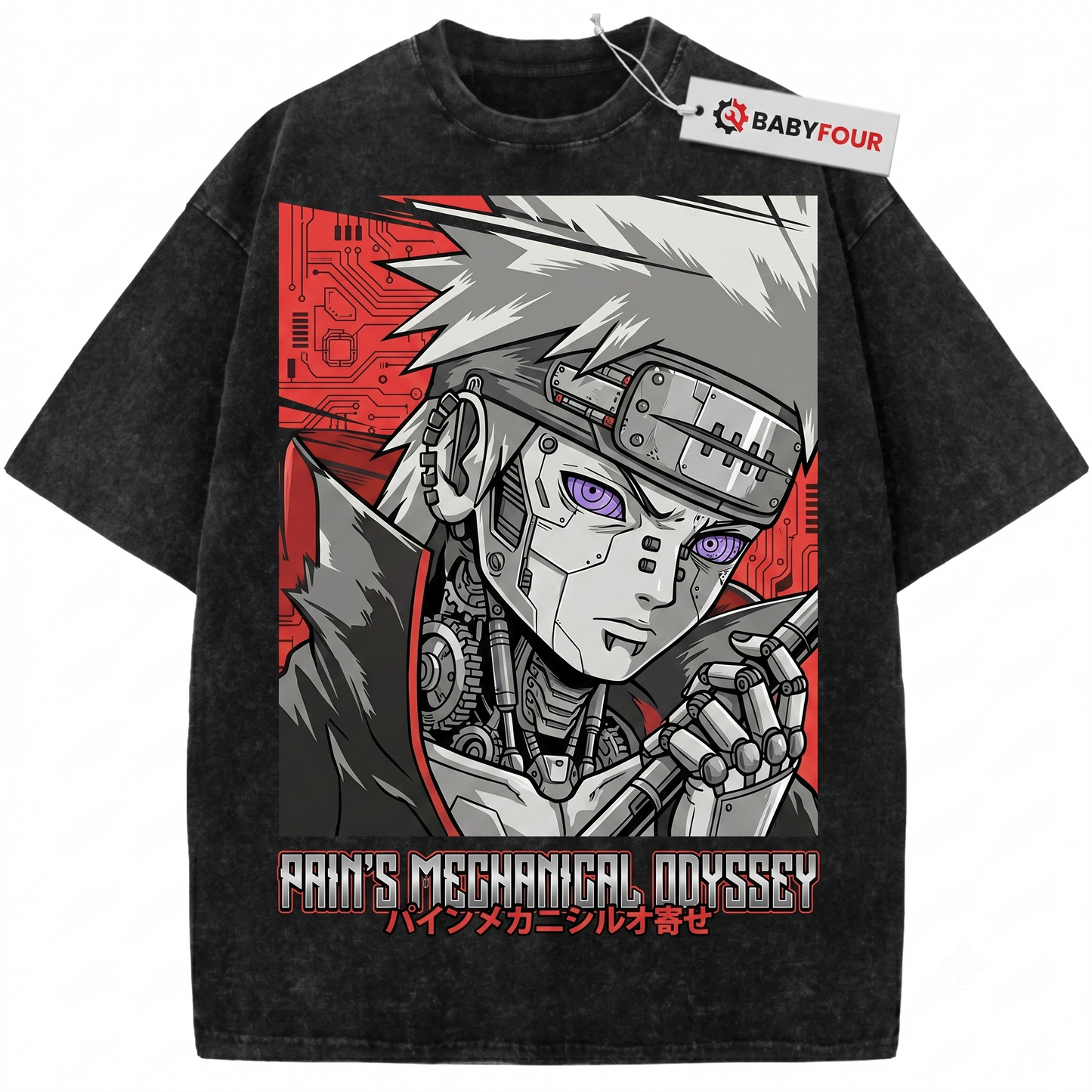 Retro Red Hair Ninja God of Pain Graphic Tee - Vintage Anime Style Unisex T-shirt