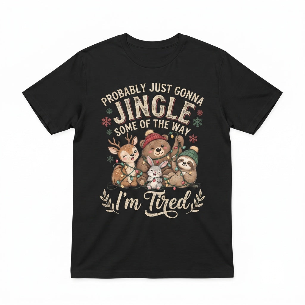 Funny Christmas Shirt Probably Just Gonna Jingle Some Of The Way IM Tired Tshirt Xmas Lights Silly Holiday Tee Cozy Season