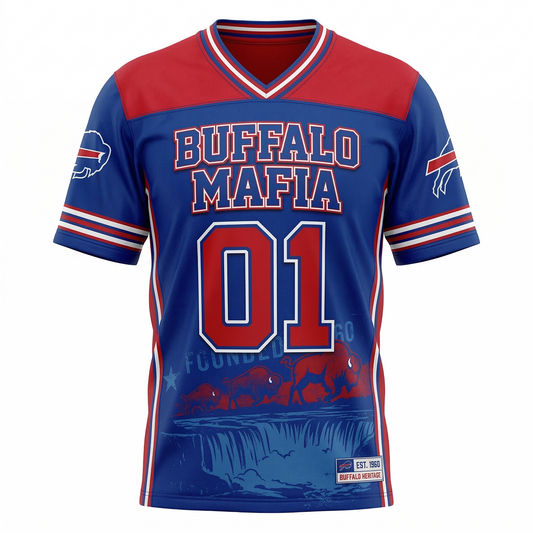 Buffalo Mafia Football Jersey - Royal Blue Heritage Edition - Unisex