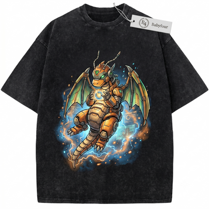 Retro Cute Orange Dragon Graphic Tee  90s Vintage Anime Pocket Monster Unisex T-Shirt