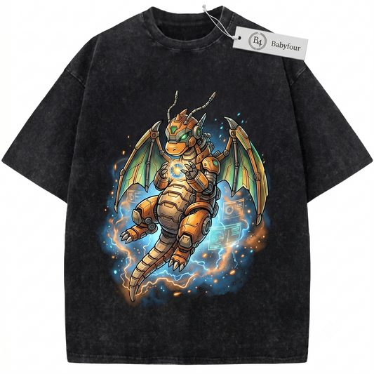 Retro Cute Orange Dragon Graphic Tee  90s Vintage Anime Pocket Monster Unisex T-Shirt