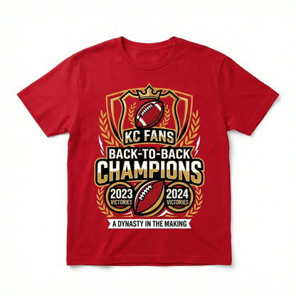 KC Football Fans Crimson Tee - Victory Dynasty Series T-Shirt, Sweatshirt & Hoodie (Back-to-Back Champs)