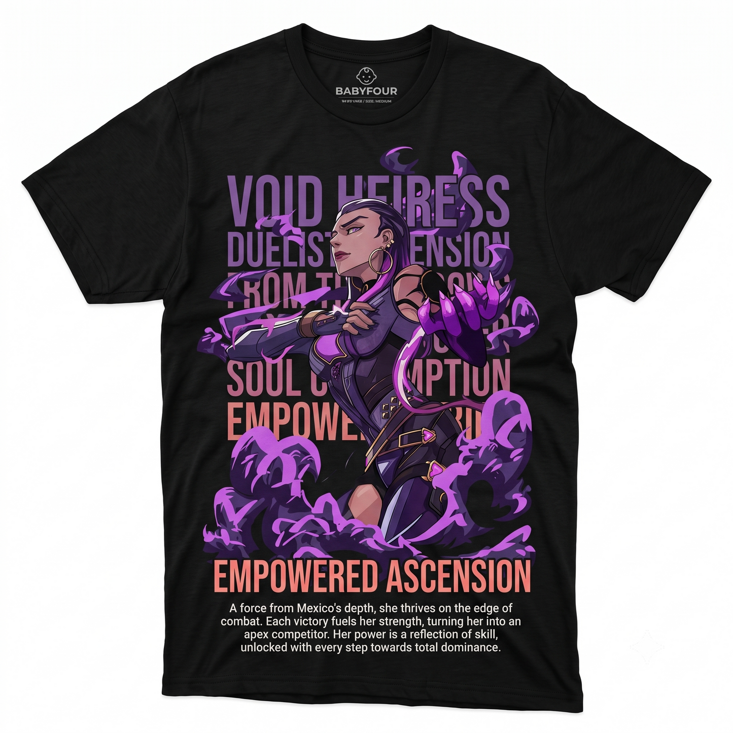 Retro Gaming Character Graphic Tee - Purple Duelist Agent Black T-Shirt for Men and Women